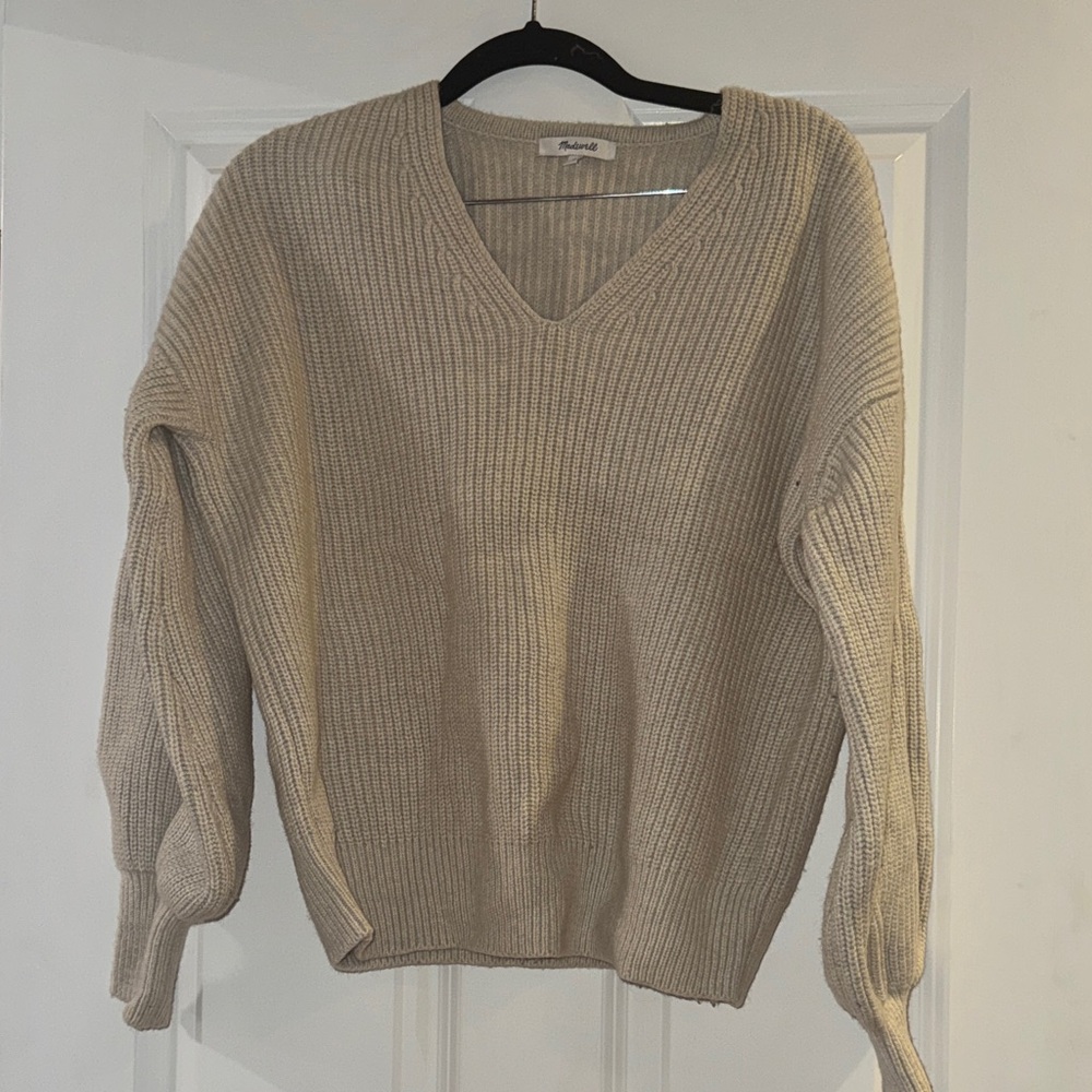 Madewell Cream V-Neck Sweater